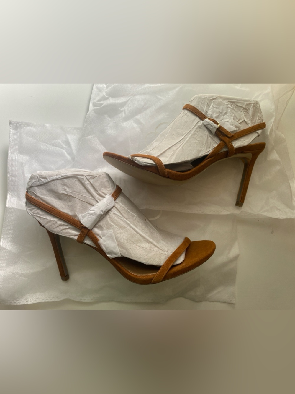 Women's Tan Strappy Stiletto Sandals